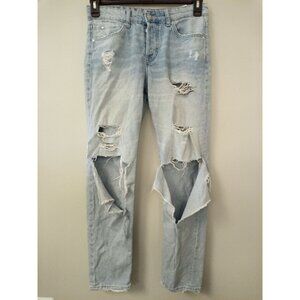 H&M Boyfriend Button Fly Destructed Jeans Size 4